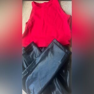 Balera dance costume. Red tank and metallic pants! ❤️
